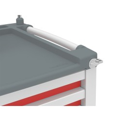 COMPACT KART CARRELLO MULTIFUNZIONE PER EMERGENZA CON ASTA PORTABOMBOLA E VASSOIO PORTADEFIBRILLATORE - ROSSO