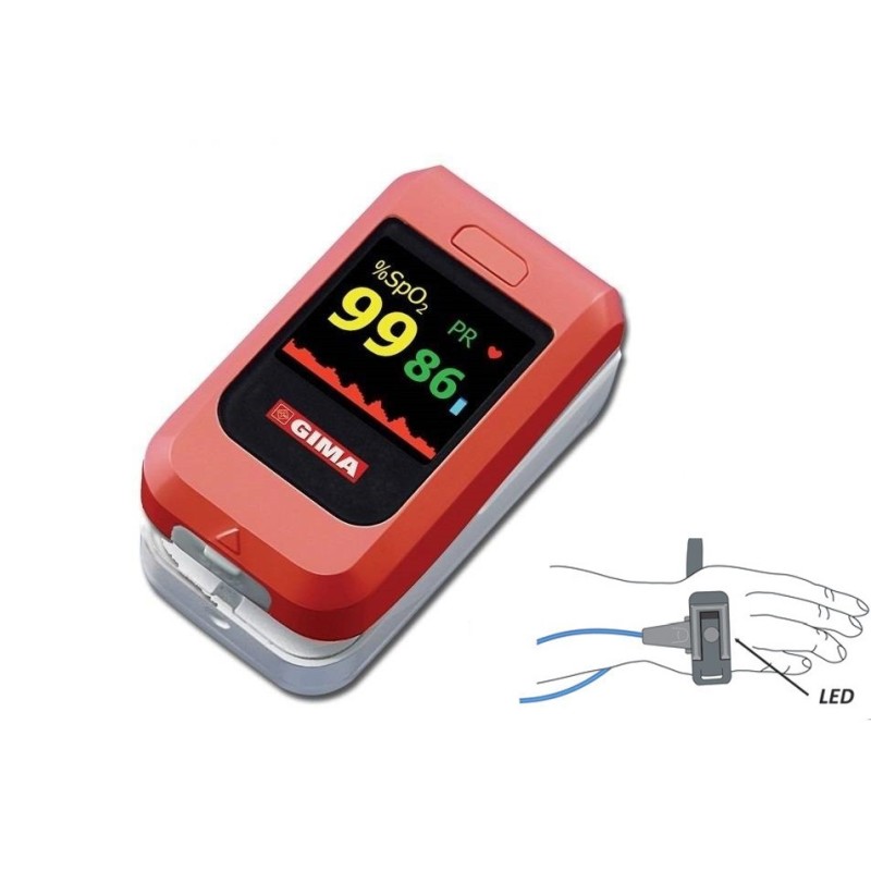 GIMA KIT SATURIMETRO A DITO OXY-10 CON SONDA ADULTI E PEDIATRICA IN GOMMA