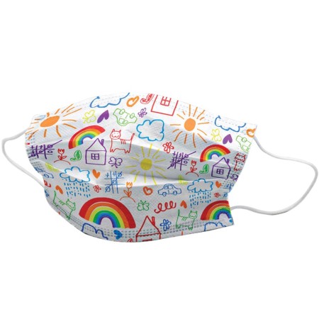 GIMA GISAFE MASCHERINA CHIRURGICA FILTRANTE 98% 3 VELI TIPO II CON ELASTICI - ADULTI - CARTOON - FLOWPACK