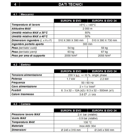 TECNO-GAZ AUTOCLAVE A VAPORE CON VUOTO FRAZIONATO-EUROPA B EVO