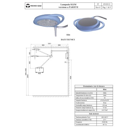 TECNO-GAZ LAMPADA CHIRURGICA A LED -SLIM (MODELLI DIVERSI)