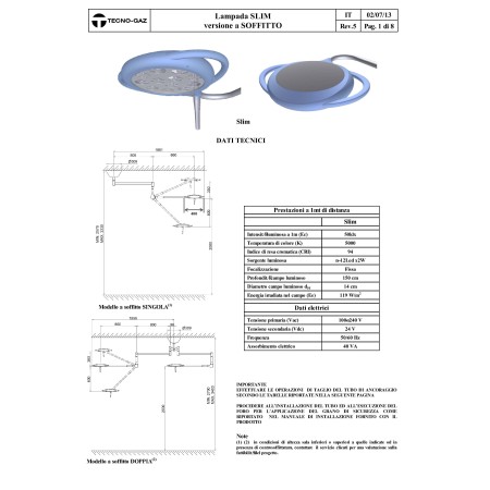 TECNO-GAZ LAMPADA CHIRURGICA A LED -SLIM (MODELLI DIVERSI)