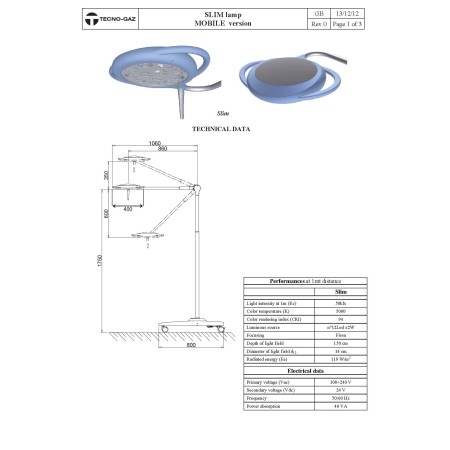 TECNO-GAZ LAMPADA CHIRURGICA A LED -SLIM (MODELLI DIVERSI)