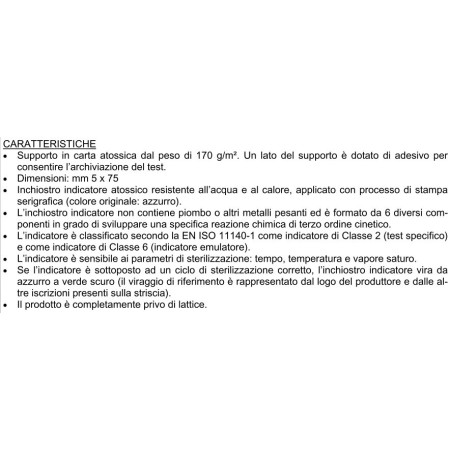 TECNO-GAZ TEST STERILIZZAZIONE PER EUROPA B EVO-EUROPA B EVO 24 -HELIX TEST ( CONF. 50 PZ.)