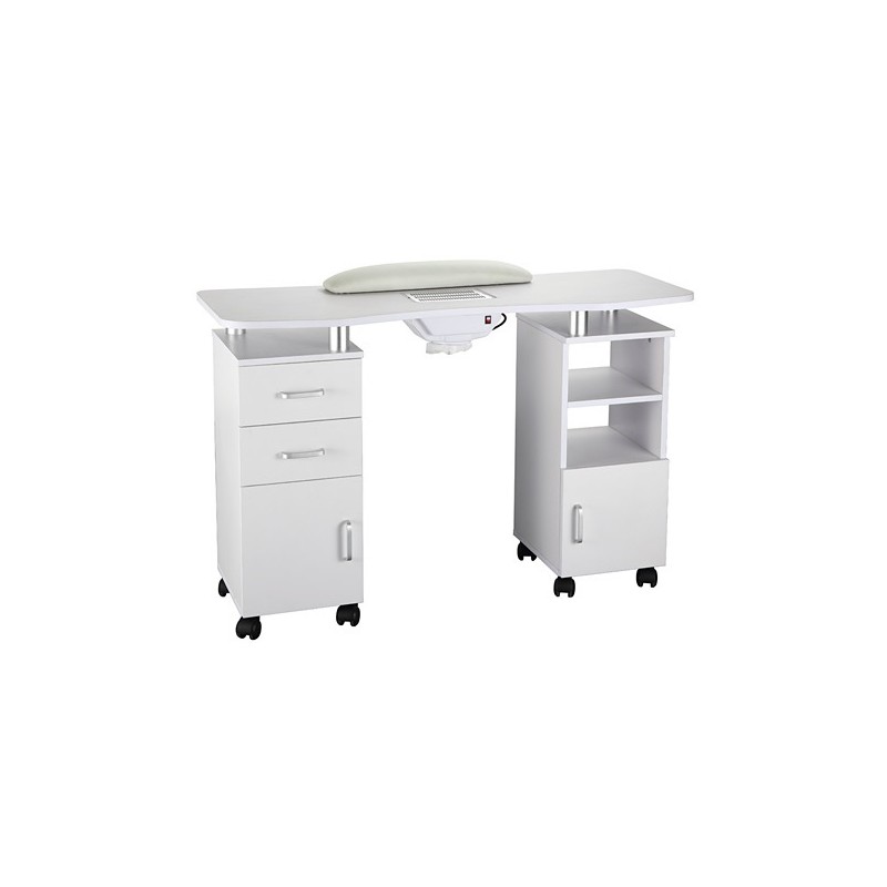 WEELKO TAVOLO IN LEGNO PER MANICURE CON ASPIRATORE E CUSCINO APPOGGIAMANI - ROTELLE COMPRESE (DISTAL)