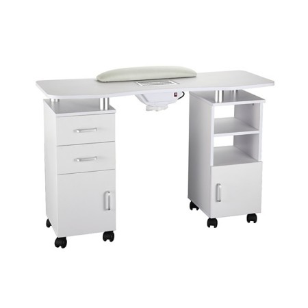 WEELKO TAVOLO IN LEGNO PER MANICURE CON ASPIRATORE E CUSCINO APPOGGIAMANI - ROTELLE COMPRESE (DISTAL)