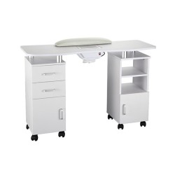 WEELKO TAVOLO IN LEGNO PER MANICURE CON ASPIRATORE E CUSCINO APPOGGIAMANI - ROTELLE COMPRESE (DISTAL)