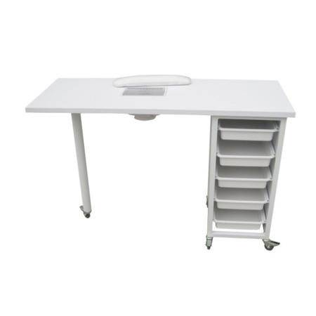 WEELKO TAVOLO PER MANICURE CON ASPIRATORE E CUSCINO APPOGGIAMANI - ROTELLE CON BLOCCO (ULNAR)