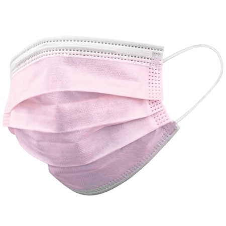 GIMA  GISAFE MASCHERINA CHIRURGICA FILTRANTE 98% 3 VELI TIPO II CON ELASTICI - ADULTI - AZZURRA O ROSA - FLOWPACK DA 10 PEZZI