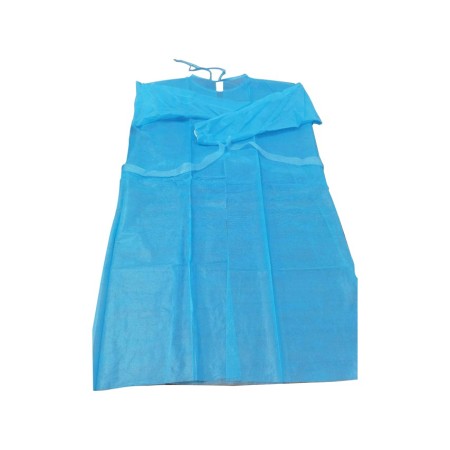 ALMAMEDICAL CAMICE MONOUSO IN TNT 45 G/M2 IMBUSTATO SINGOLARMENTE CON ELASTICO AI POLSI - VERDE O AZZURRO