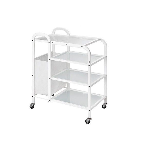 WEELKO CARRELLO A RIPIANI - 4 RIPIANI IN VETRO TRASLUCIDO - BORSA LATERALE (MOBILE)