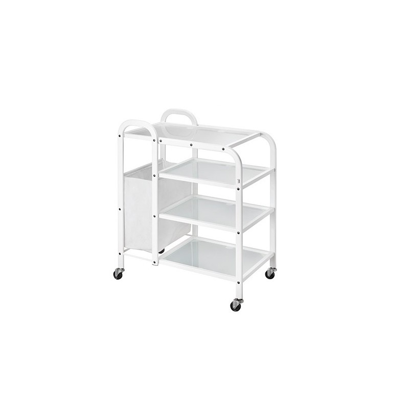 WEELKO CARRELLO A RIPIANI - 4 RIPIANI IN VETRO TRASLUCIDO - BORSA LATERALE (MOBILE)