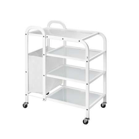 WEELKO CARRELLO A RIPIANI - 4 RIPIANI IN VETRO TRASLUCIDO - BORSA LATERALE (MOBILE)