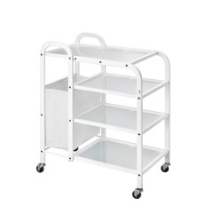 WEELKO CARRELLO A RIPIANI - 4 RIPIANI IN VETRO TRASLUCIDO - BORSA LATERALE (MOBILE)