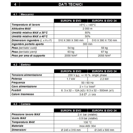 TECNO-GAZ AUTOCLAVE A VAPORE CON VUOTO FRAZIONATO-EUROPA B EVO + SISTEMA OSMOSI PURA