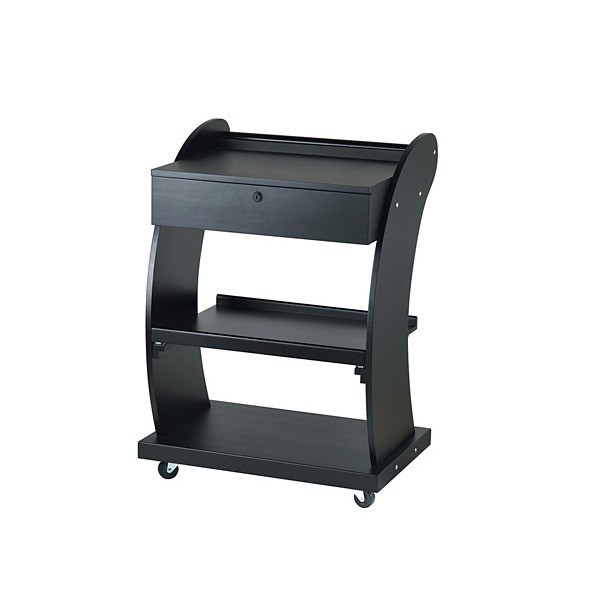 WEELKO CARRELLO IN LEGNO CON RIPIANO ESTRAIBILE - 3 RIPIANI - 1 CASSETTO CON CHIAVE (SUPPORT)