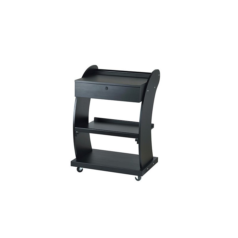 WEELKO CARRELLO IN LEGNO CON RIPIANO ESTRAIBILE - 3 RIPIANI - 1 CASSETTO CON CHIAVE (SUPPORT)