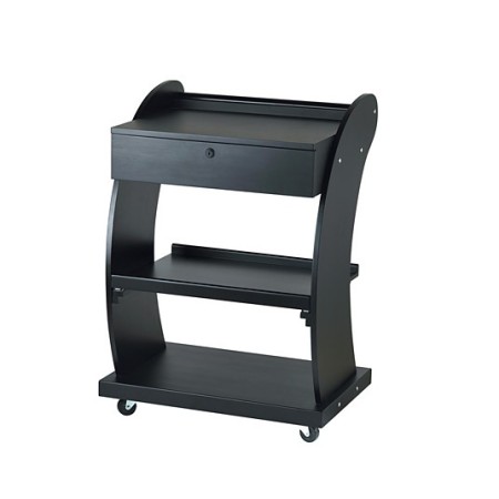 WEELKO CARRELLO IN LEGNO CON RIPIANO ESTRAIBILE - 3 RIPIANI - 1 CASSETTO CON CHIAVE (SUPPORT)