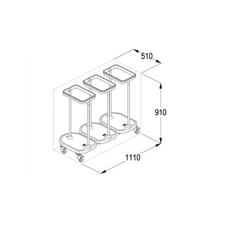 GIMA CARRELLO PORTASACCO A PEDALE - 3 SACCHI