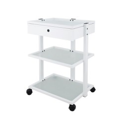 WEELKO CARRELLO CON 2 RIPIANI IN VETRO TRASLUCIDO - UN CASSETTO CON CHIAVE (FACILEPIU)