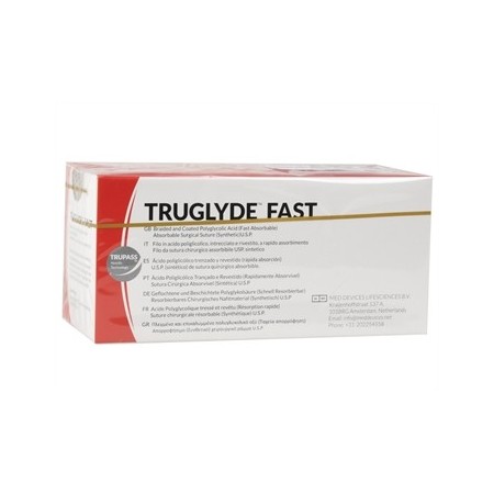 GIMA SUTURA ASS. TRUGLYDE FAST CALIBRO 4/0, CURVA 3/8- INCOLORE-MISURE DIVERSE (CONF. 12 PZ.)