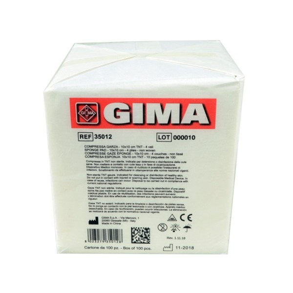 GIMA COMPRESSA GARZA 10X10 CM TNT NON STERILE - 10 PACCHI DA 100