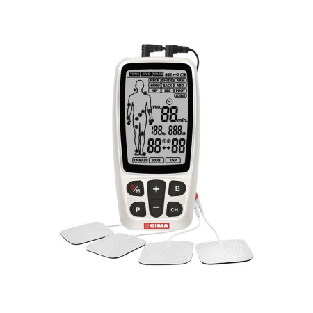 GIMA-CARE TENS ELETTROSTIMOLATORE PORTATILE - 2 CANALI - 60 PROGRAMMI