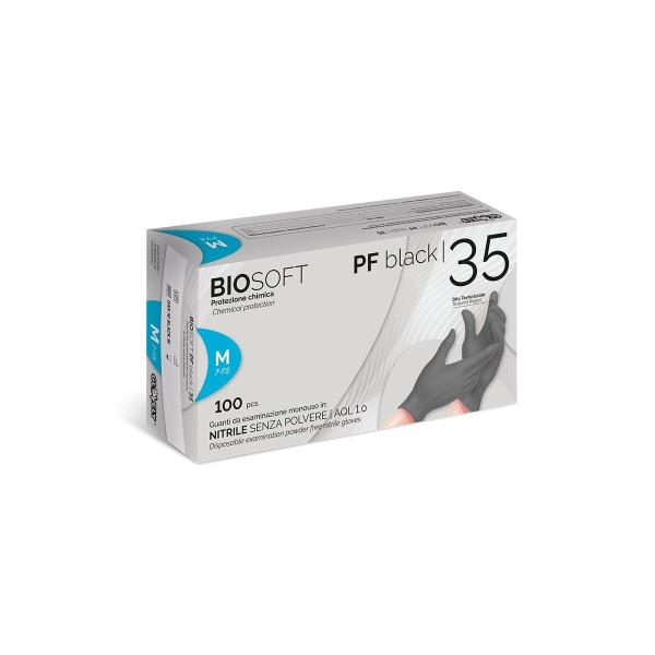 RAYS GUANTI IN NITRILE SENZA POLVERE AD USO ALIMENTARE BLACK (CONF. 100 PZ.)
