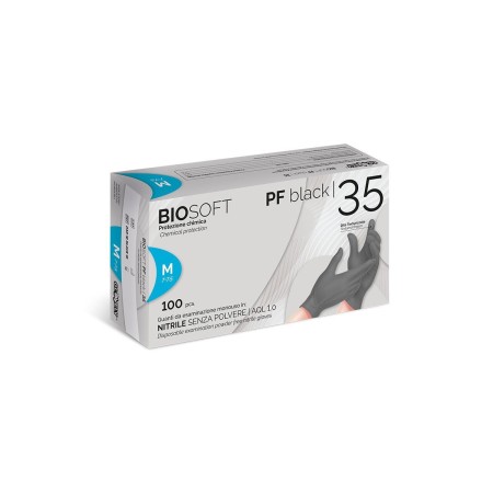 RAYS GUANTI IN NITRILE SENZA POLVERE AD USO ALIMENTARE BLACK (CONF. 100 PZ.)