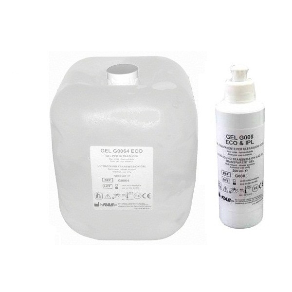 FIAB GEL PER ULTRASUONI E LUCE PULSATA (SACCA MORBIDA GEL 5 LT + FLACONE VUOTO DA 260 ML)
