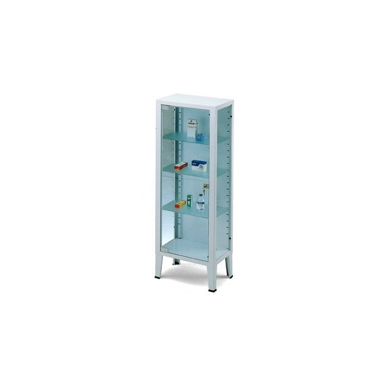 GALENO VETRINA IN ACCIAIO AD 1 ANTA - 3 RIPIANI