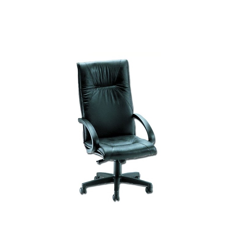 GIMA POLTRONA SALISBURGO - BASE A ROTELLE - PELLE NERA