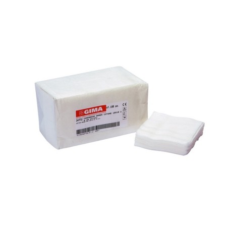 GIMA COMPRESSA DI GARZA TAGLIATA IN COTONE 10X10CM - 16 STRATI NON STERILE (CONF. 100 PZ.)