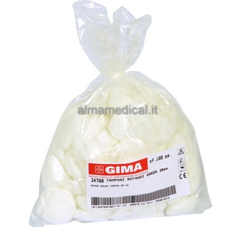GIMA TAMPONI ROTONDI DI GARZA Ø 30MM - CONF. 100 PZ