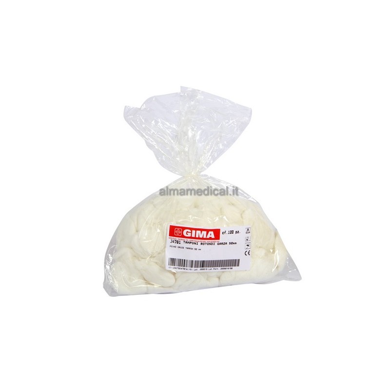 GIMA TAMPONI ROTONDI DI GARZA Ø 50MM - CONF. 100 PZ
