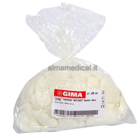 GIMA TAMPONI ROTONDI DI GARZA Ø 50MM - CONF. 100 PZ