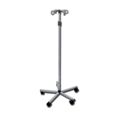 GIMA ASTA PORTAFLEBO SU PIANTANA A 5 ROTELLE - ACCIAIO INOX - 4 GANCI