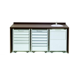 GIMA PIANO LAVORO LAMINATO ALTA PRESSIONE 180 CM - LAVELLO A DESTRA - COLORI WENGE, GRIGIO, BIANCO