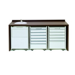 GIMA PIANO LAVORO LAMINATO ALTA PRESSIONE 234 CM - LAVELLO A SINISTRA - COLORI WENGE, GRIGIO, BIANCO