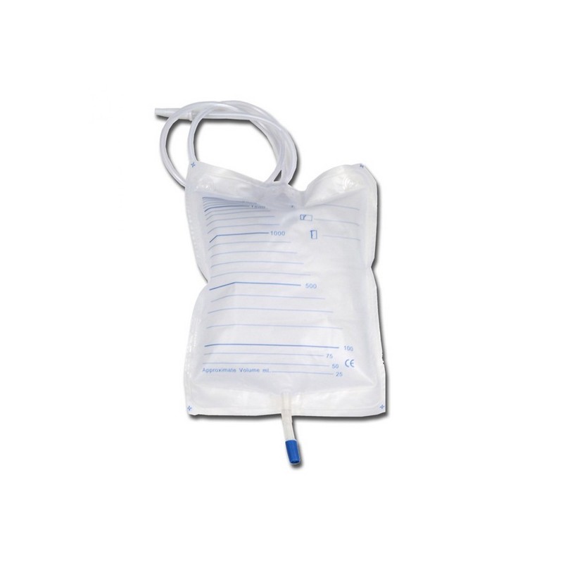 GIMA SACCA URINE 2000 CC - TUBO 130 CM CON VALVOLA ANTIRIFLUSSO (CONF. 30 PZ.)