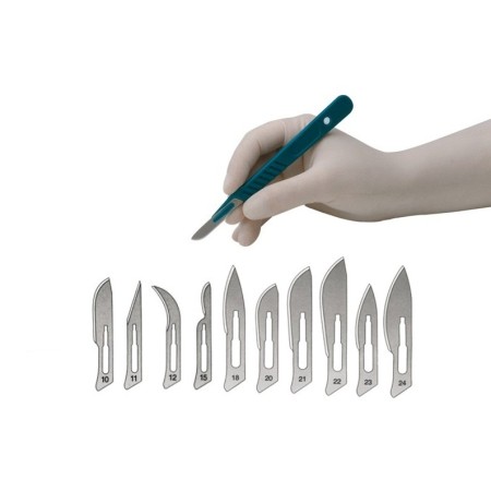 MORETTI BISTURI MONOUSO IN ACCIAIO DI CARBONIO Nº 10/11/12/15/15C/20/21/22/23/24 - (CONF 10 PZ.)