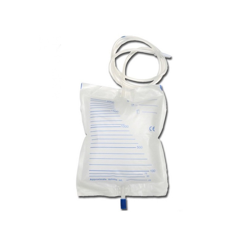 GIMA SACCA URINE 2000 CC - TUBO 90 CM CON VALVOLA ANTIRIFLUSSO (CONF. 180 PZ.)