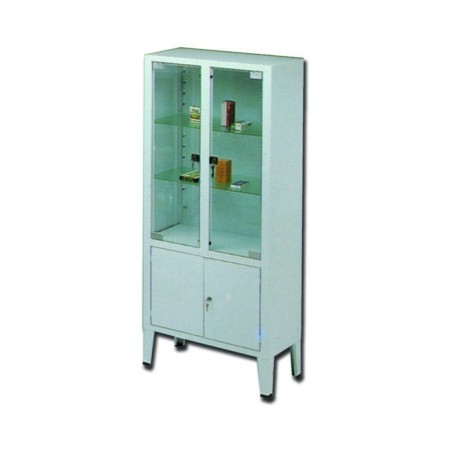 GIMA VETRINA A 4 ANTE 2 IN VETRO TEMPERATO E 2 IN ACCIAIO BATTENTI - 3 RIPIANI