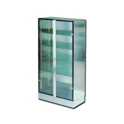 GIMA ARMADIO INOX E VETRO A 2 ANTE IN VETRO TEMPERATO - 4 RIPIANI