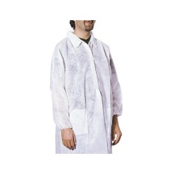 GARDENING CAMICE DA LABORATORIO CON DOPPIA TASCA - BIANCO O BLU - CHIUSURA ANTERIORE IN VELCRO - (CONF. 100 PZ.)