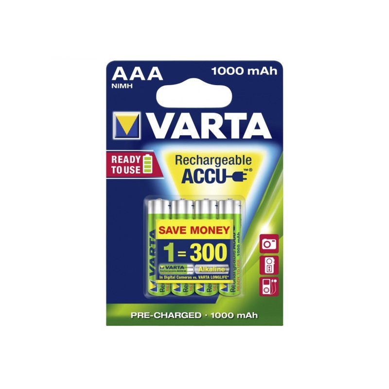 VARTA BATTERIE RICARICABILE VARTA POWER PLAY - MINISTILO AAA 1.000 mAH - (CONF. 10 X 2 PZ.)