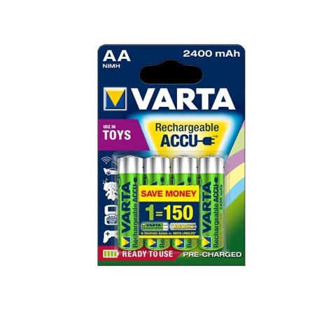 VARTA BATTERIE RICARICABILE VARTA POWER PLAY - STILO AA 2400 mAH - (CONF. 10 X 4 PZ.)
