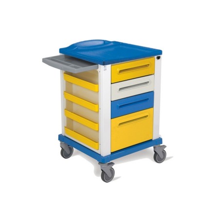 GIMA CARRELLO BASIC PER EMERGENZA E MEDICAZIONE - PICCOLO - 4 CASSETTI - 67X64X100