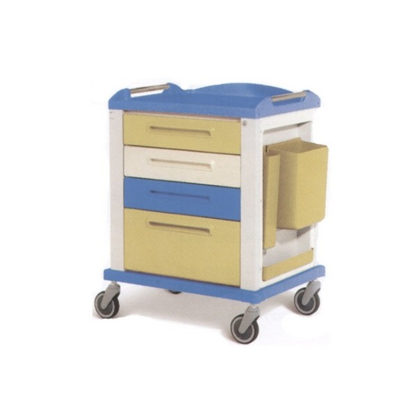GIMA CARRELLO BASIC PER EMERGENZA E MEDICAZIONE - STANDARD - 4 CASSETTI - 82X64X100