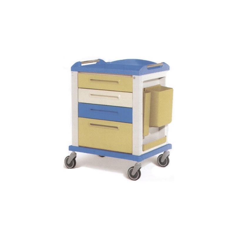 GIMA CARRELLO BASIC PER EMERGENZA E MEDICAZIONE - STANDARD - 4 CASSETTI - 82X64X100